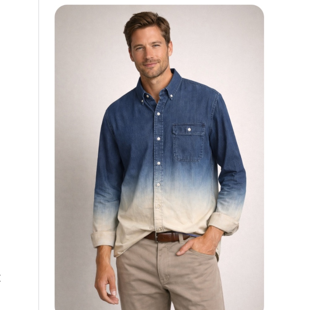 Charles & A Half Mens Blue Ombré Button-Down Shirt – Size Large